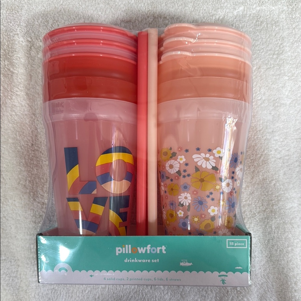 Pillowfort Pink and Red Drinkware Set